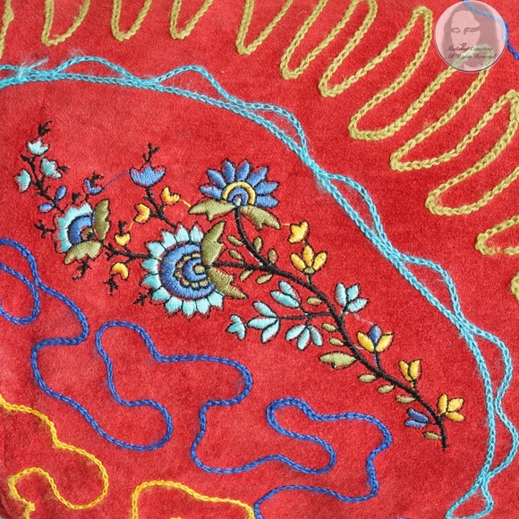 OMO Norma Kamali Bag Giant Feedbag Crossbody Extra Large Suede Embroidery Rare - Picture 6 of 15